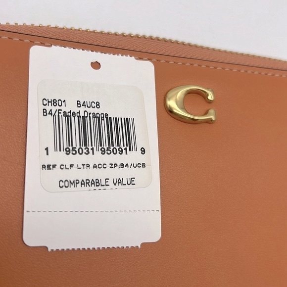 Coach Accordion Zip Wallet Brass/Faded Orange - Picture 12 of 16